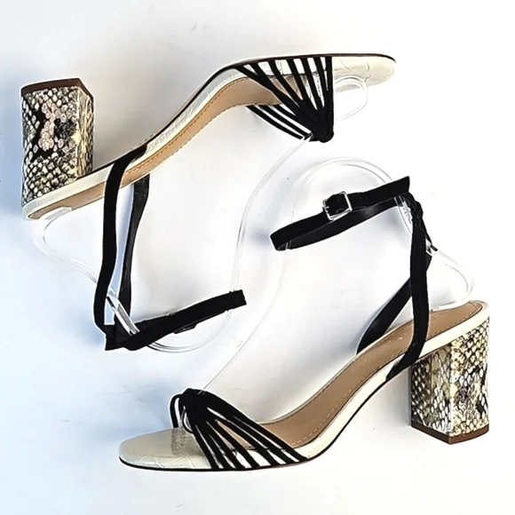 Gibson Latimer Cordelia Sheep Leather Snake Print Ankle Strap Block Heel… - Picture 3 of 16